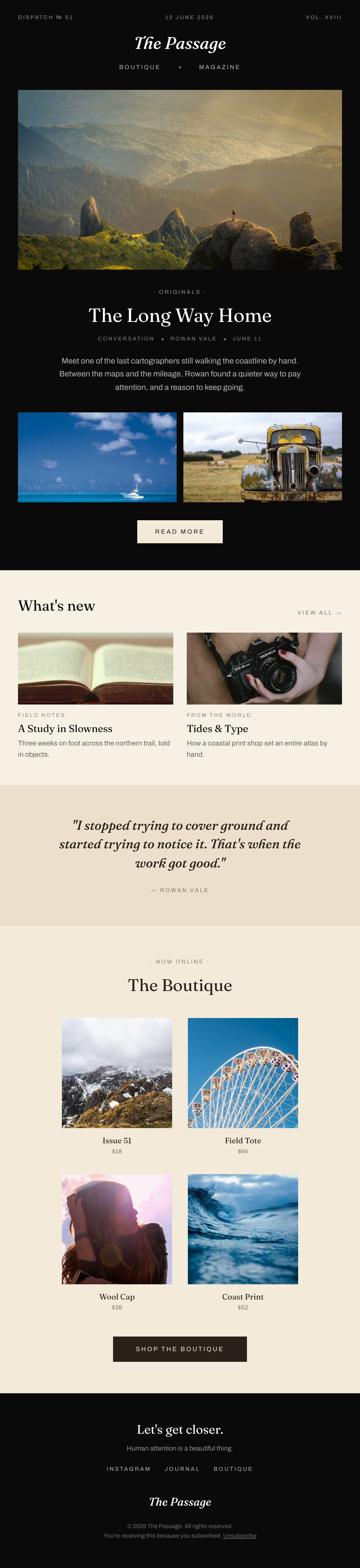 Cinematic Editorial Newsletter Email