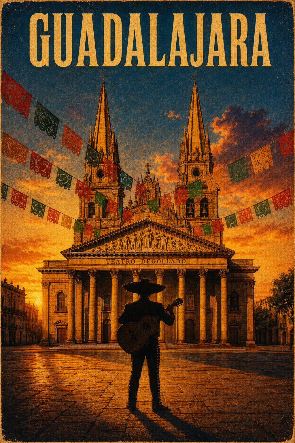 Guadalajara 复古电影旅行海报
