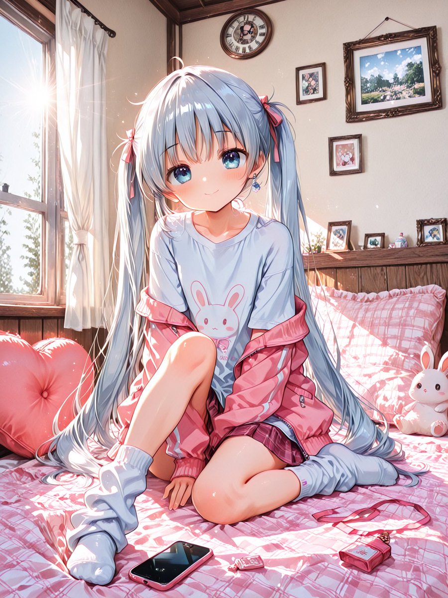 少女动漫插画卧室温暖可爱