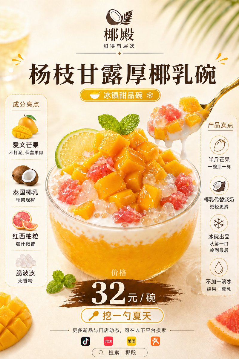 食物海报产品雪冷调