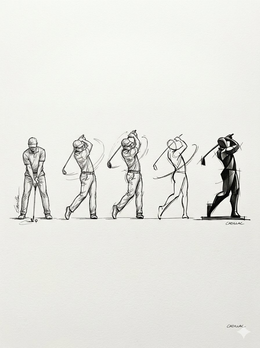 Progressive Golf Swing Artistic Sketch