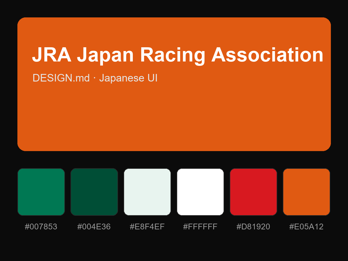 JRA Japan Racing Association Style Design System (DESIGN.md, Japanese UI)