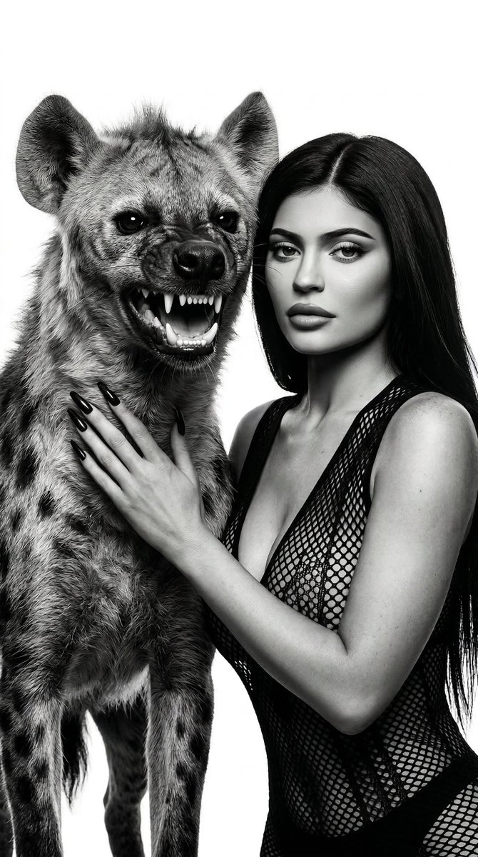 Black and White Panther and Woman Editorial Portrait