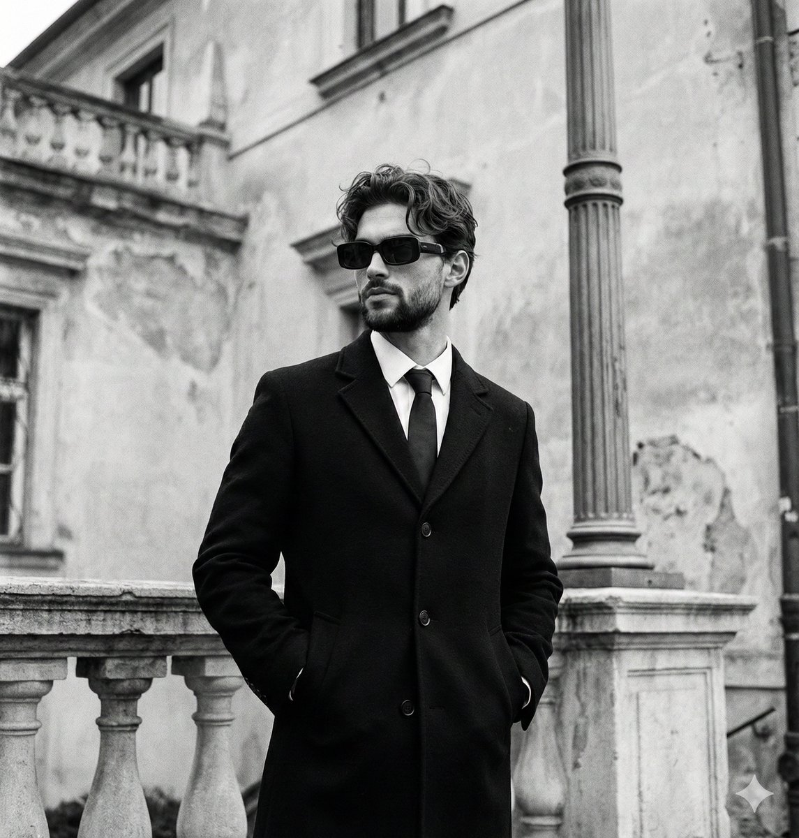Monochromatic Editorial Portrait of a Stylish Man