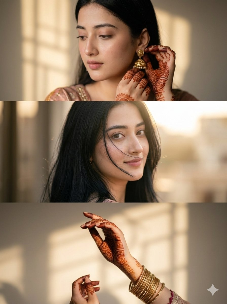 Cinematic South Asian Woman Portrait Collage