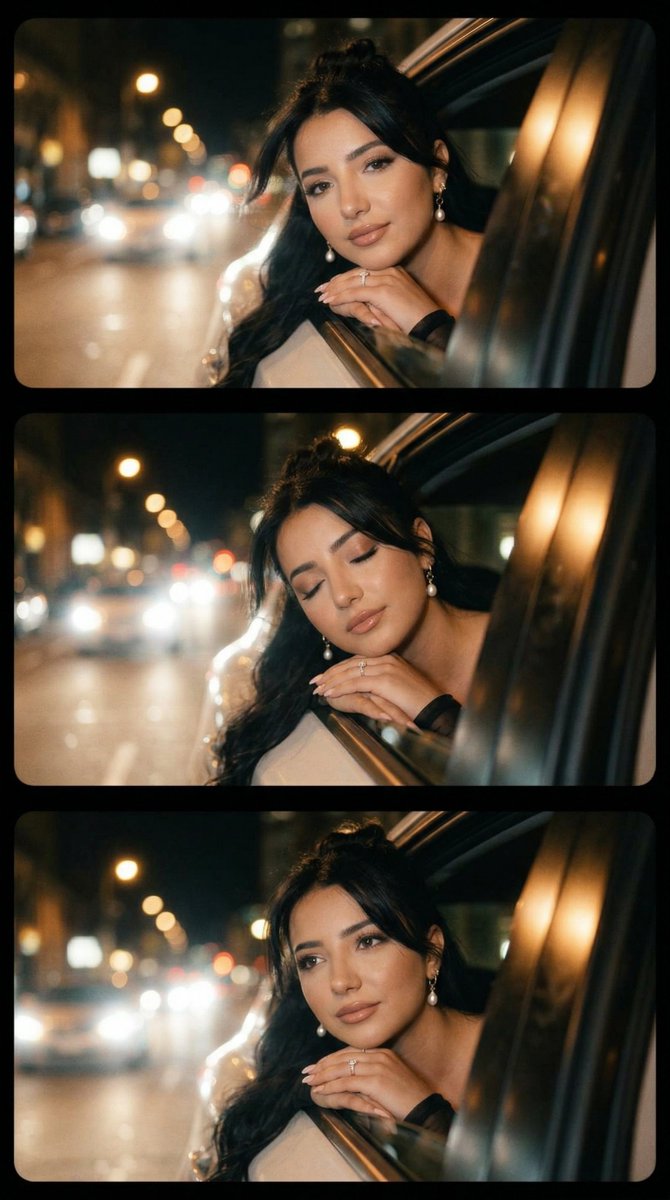 Cinematic Night Drive Filmstrip Prompt