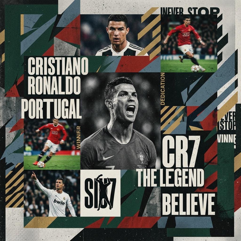 Digital modern maximalism style sports collage of visuals with grainy