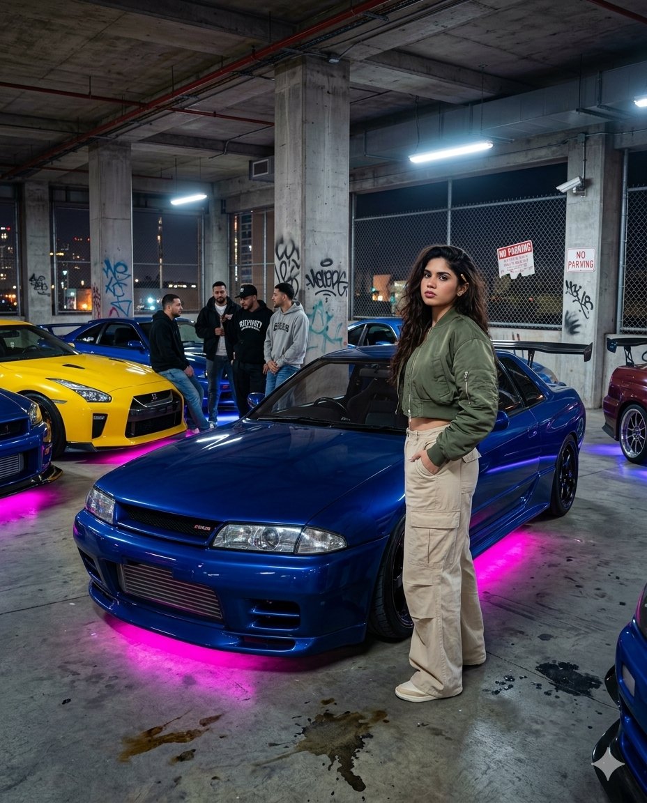 Cinematic Urban Car Meet Scene