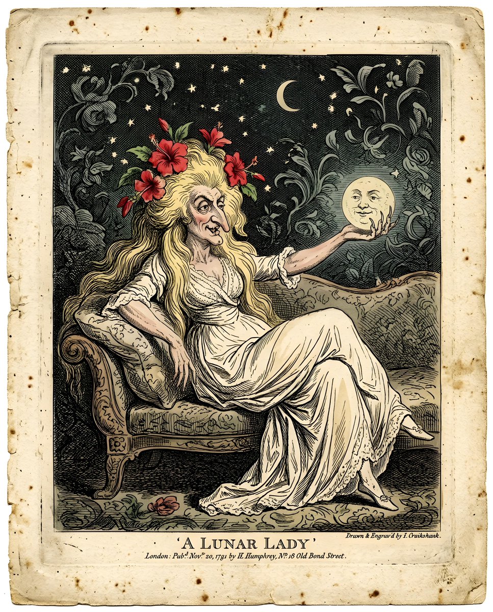 Blonde Woman with Hibiscus and Moon