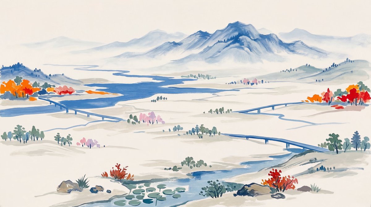 Landscape Painting with Color Palette for Nano-Banana-Pro