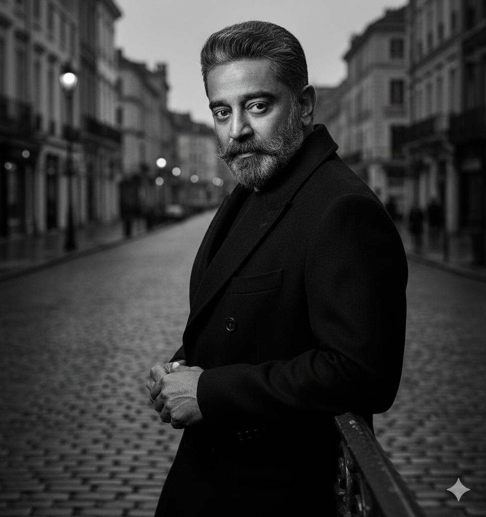 Black and White Noir Fashion Editorial Portrait