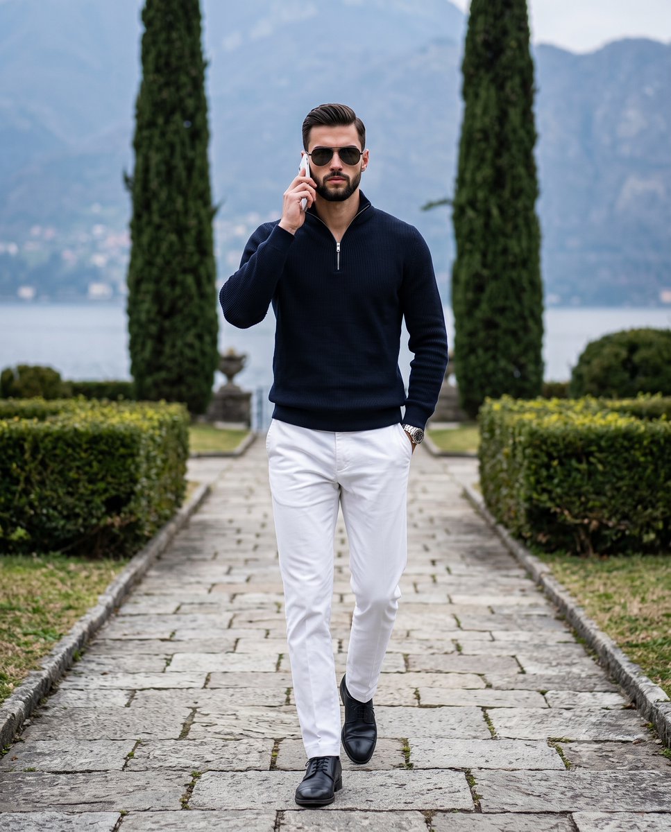 Stylish Man Garden Path