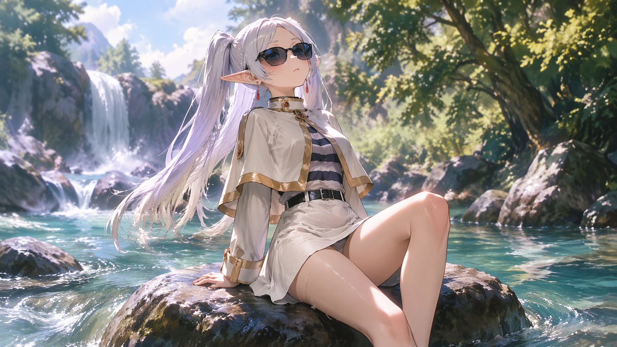 少女动漫插画森林