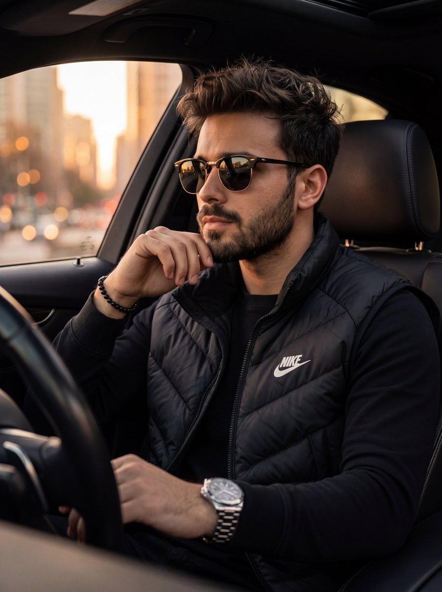 Cinematic Portrait of a Man in a Car