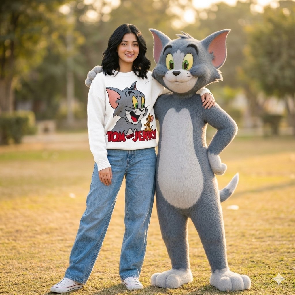 Fashion Photography with Cartoon Companion