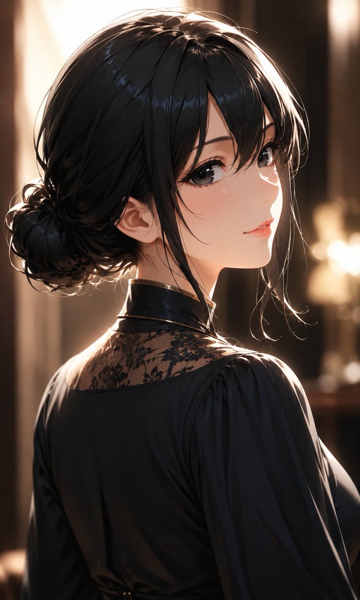 女性动漫插画温暖室内优雅