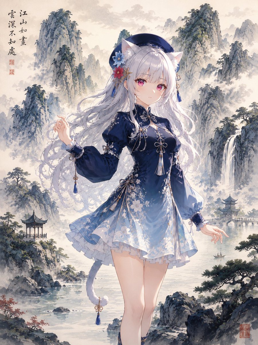少女动漫插画山室内优雅