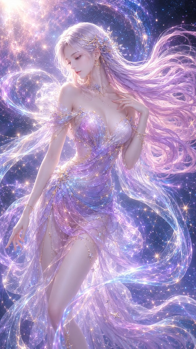 女性3D插画梦幻宇宙优雅