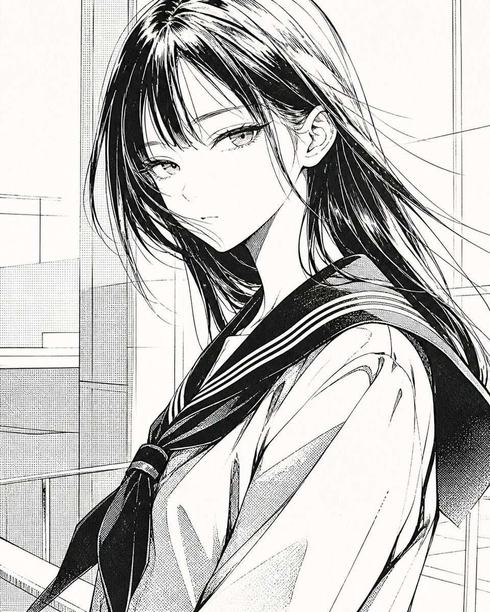 女孩插画漫画户外忧郁