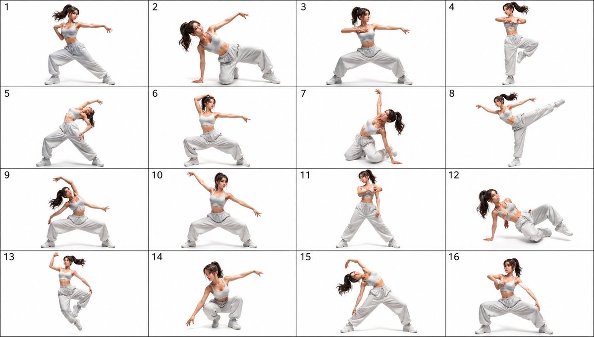 16-Pose Dance Reference Sheet