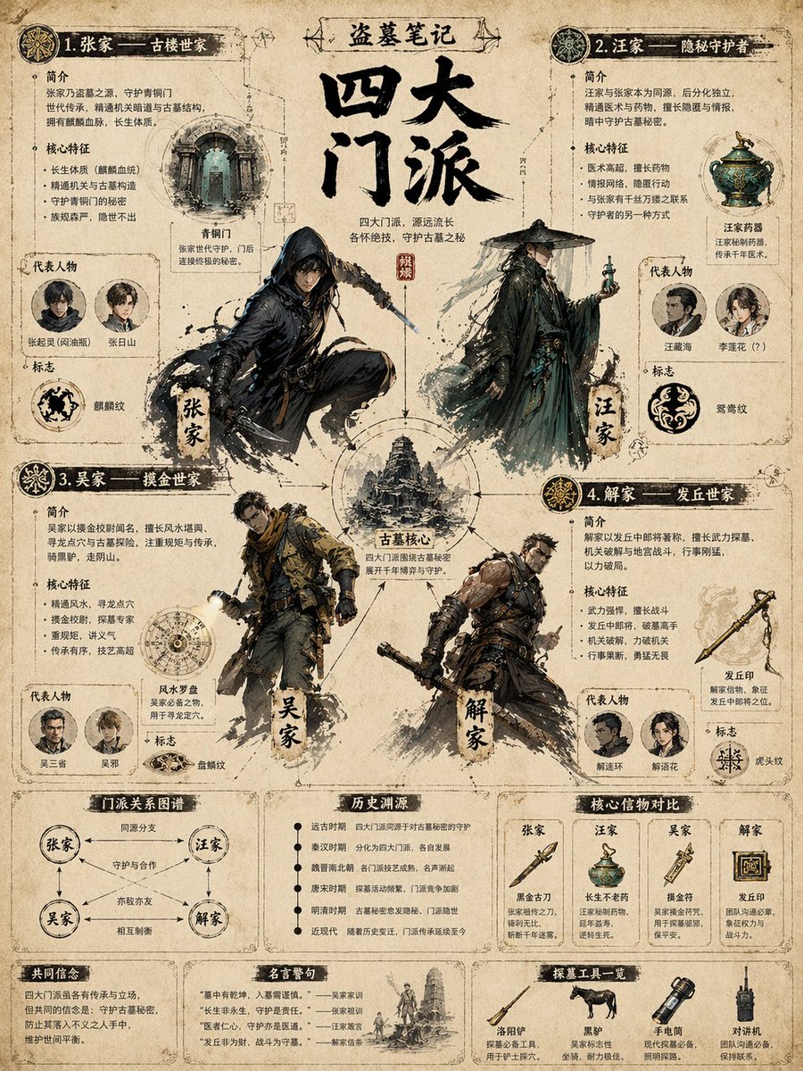 龙插画海报复古山