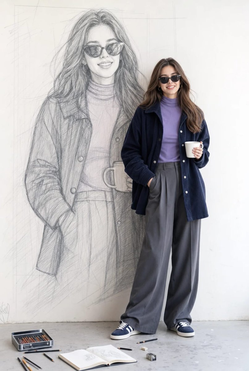 Woman Sketching in Art Studio
