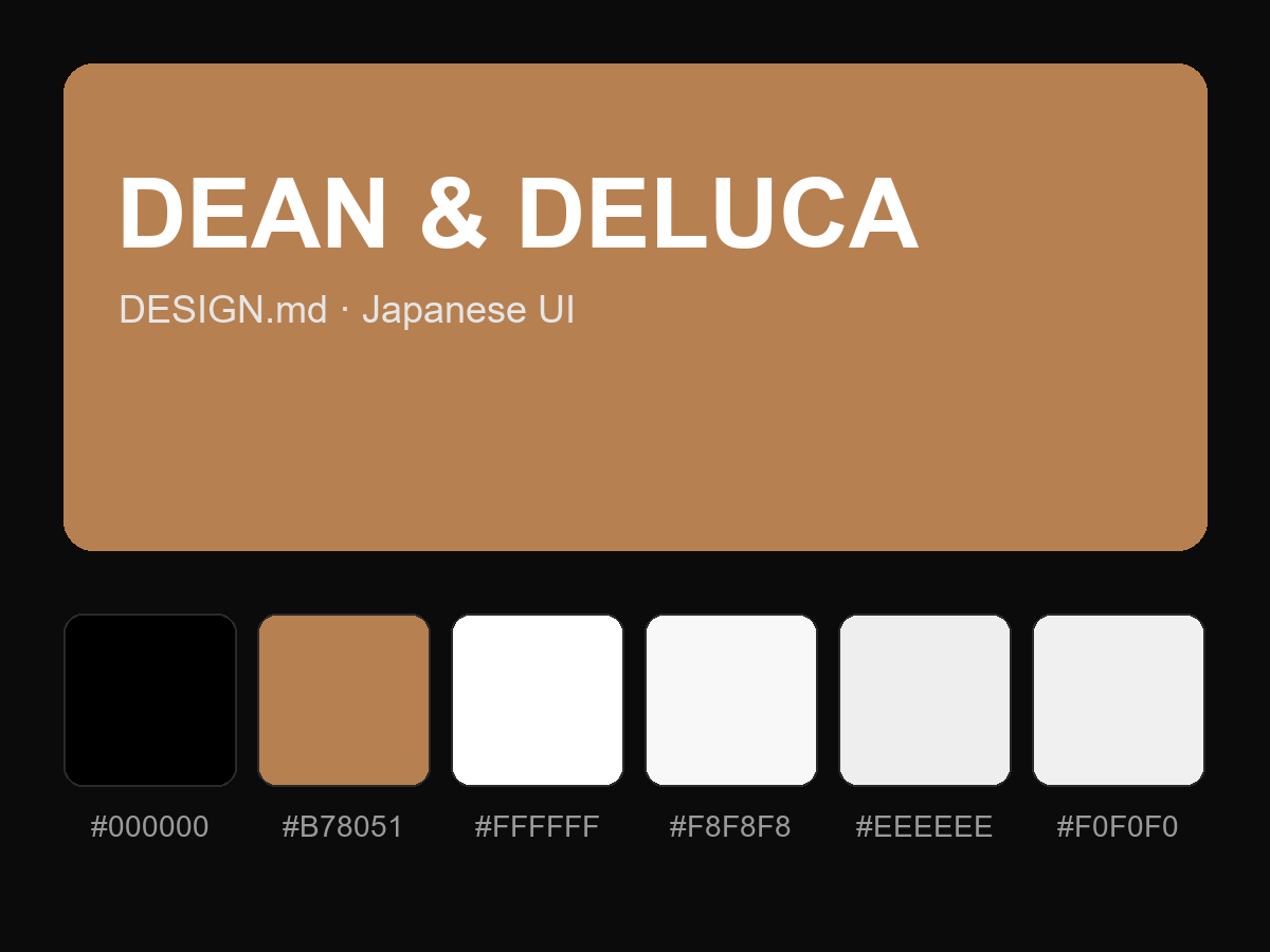 DEAN & DELUCA Style Design System (DESIGN.md, Japanese UI)