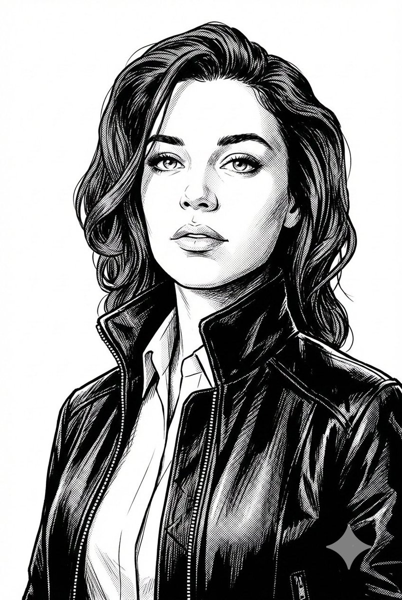 Black and White Digital Illustration Portrait