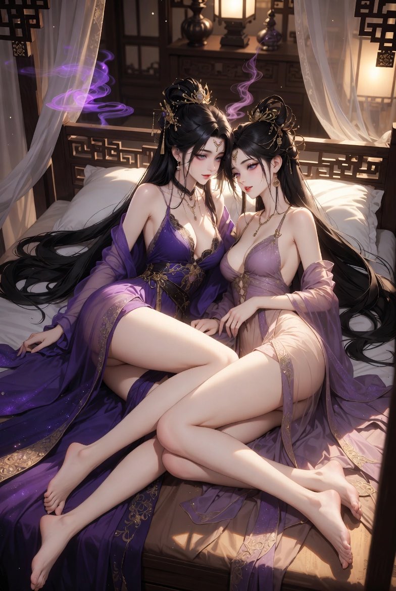 女性动漫插画卧室温暖优雅