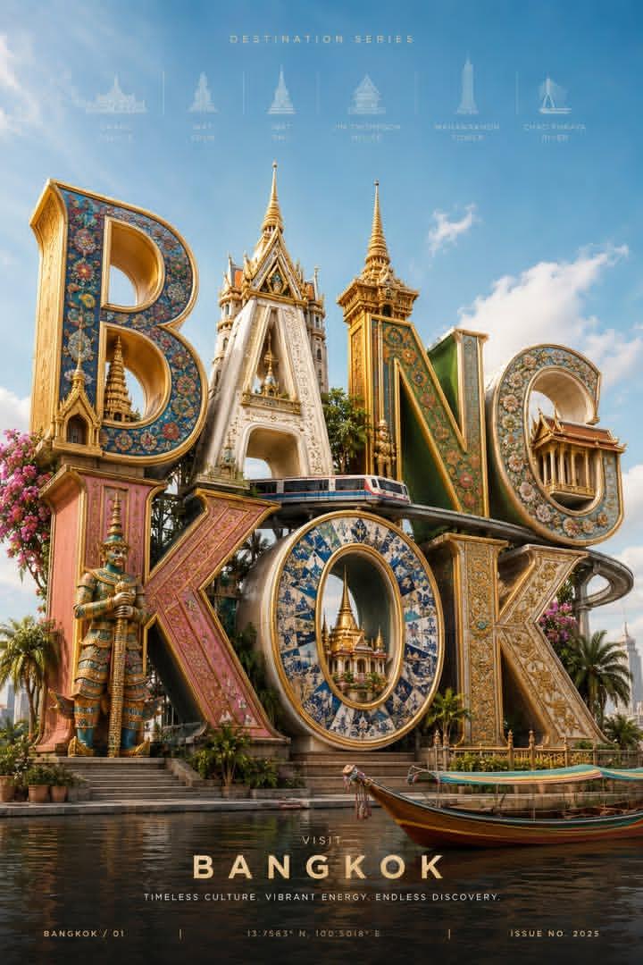 Bangkok 3D Travel Poster