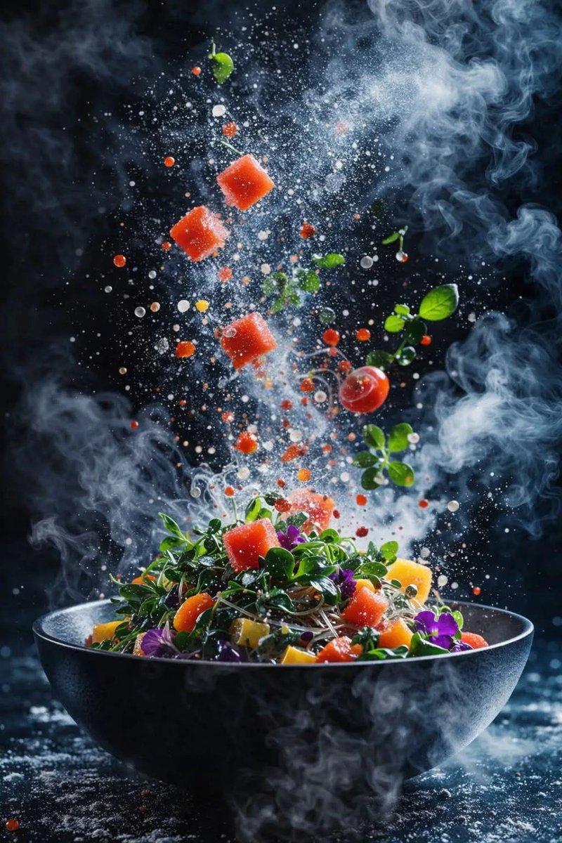 Hyper-Realistic Salad Explosion Food Photography Prompt