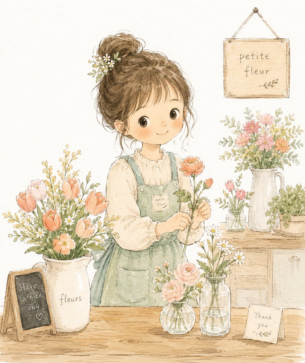 女孩插画水彩可爱