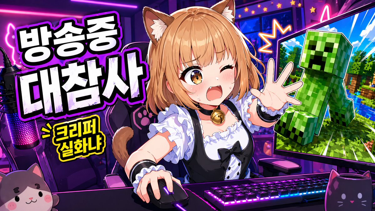 猫动漫封面霓虹可爱