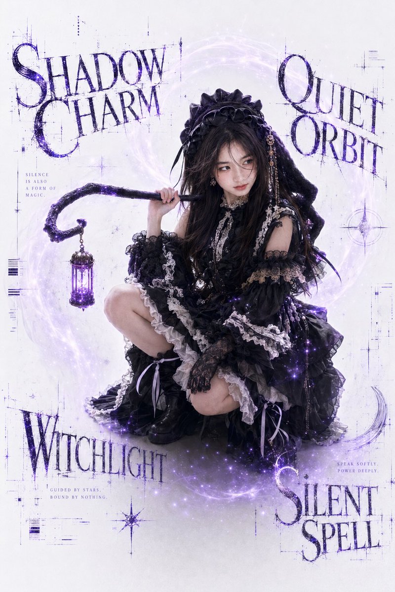 提示词: 上传参考人像,将人物替换为参考图中的女生,保留原图的魔法少女姿势、构图、镜头角度和白色棚拍背景