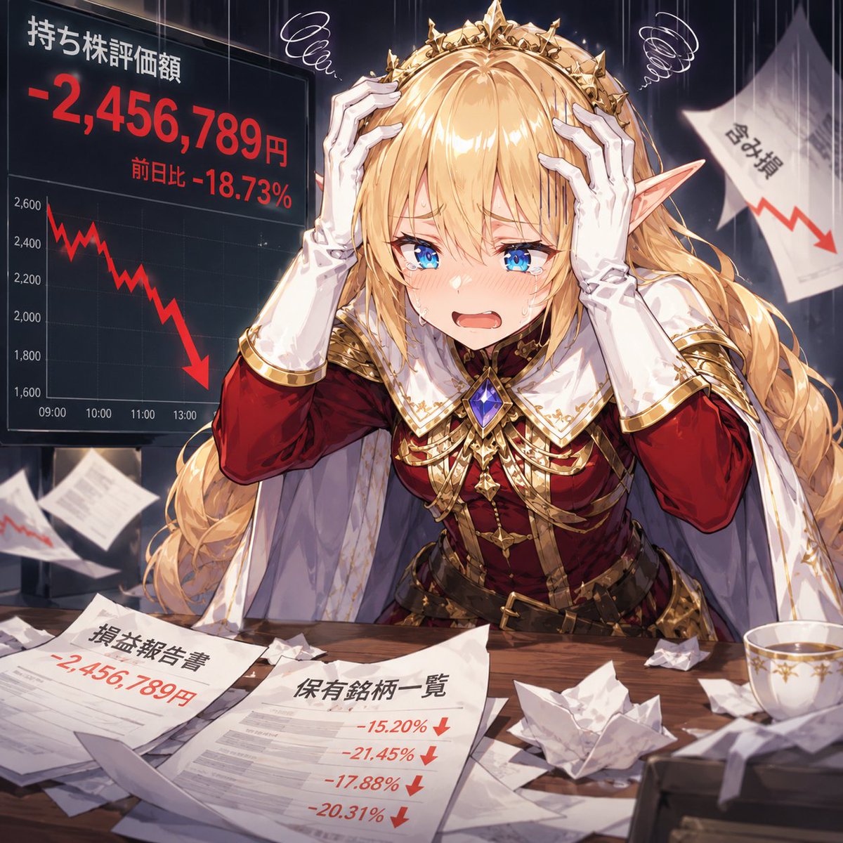 女性动漫插画办公室冷调