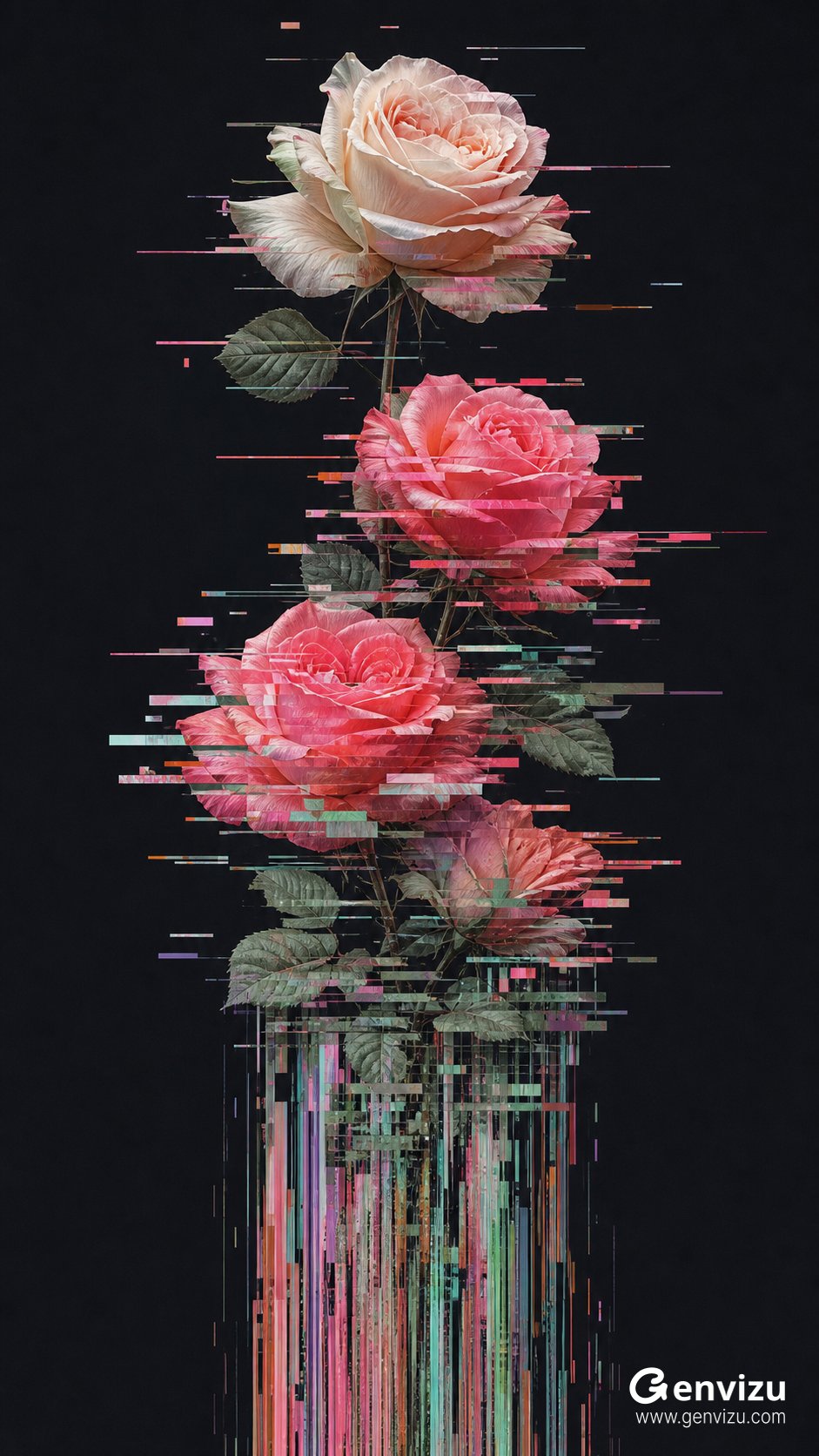 数字故障艺术静物花