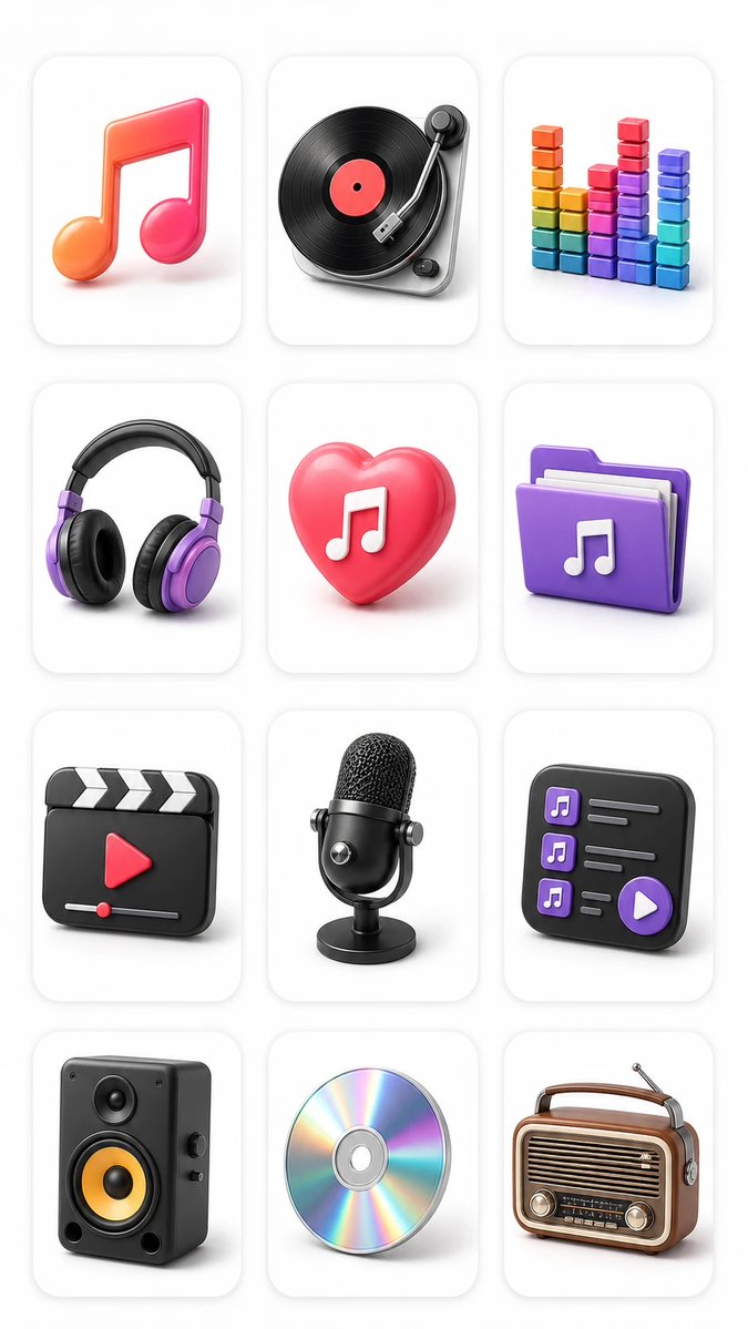 3D Music Player Icon Set