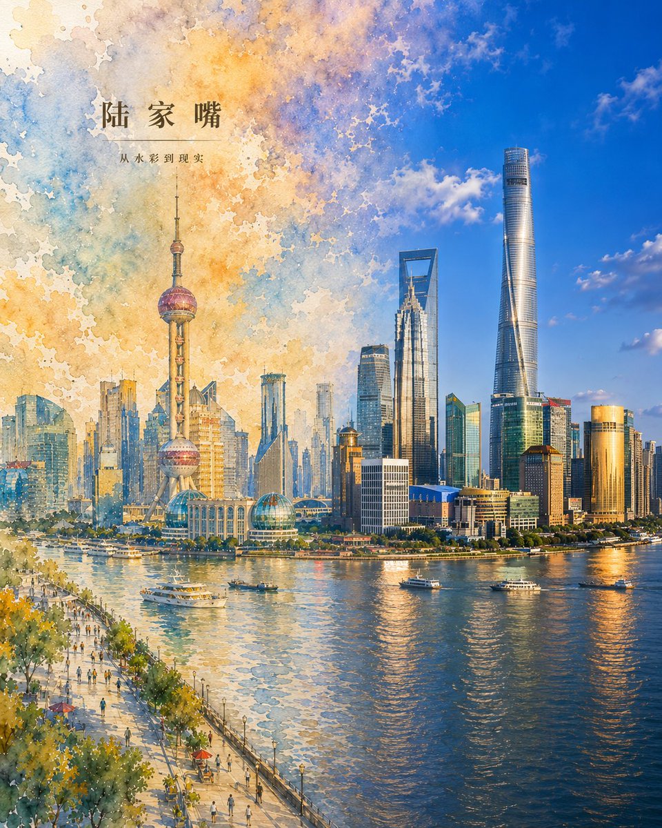 《虚实交融城市画报》提示词:请生成一张「虚实交融 · 城市印象」风格的竖版城市海报,主题为【城市