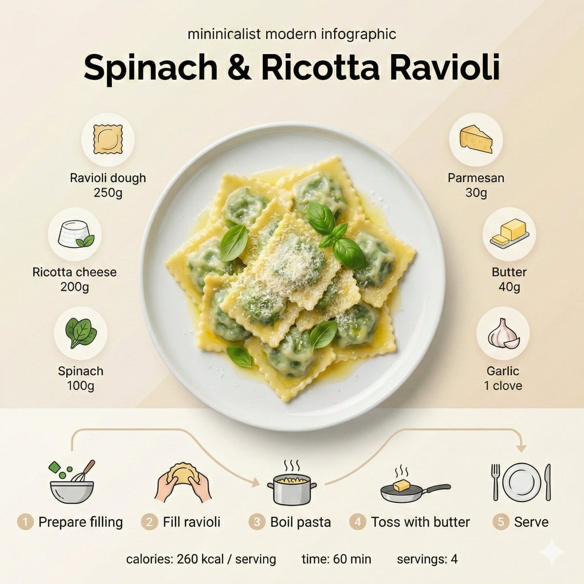 Minimalist modern recipe infographic