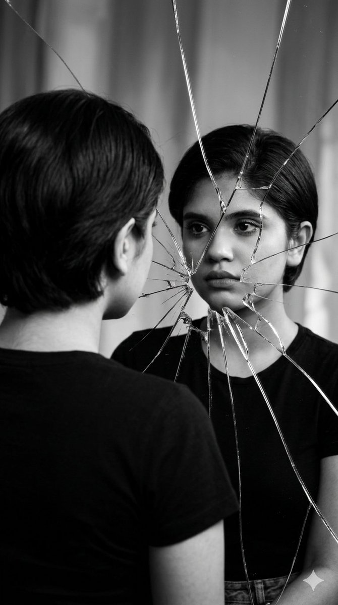 Broken Mirror Reflection Portrait