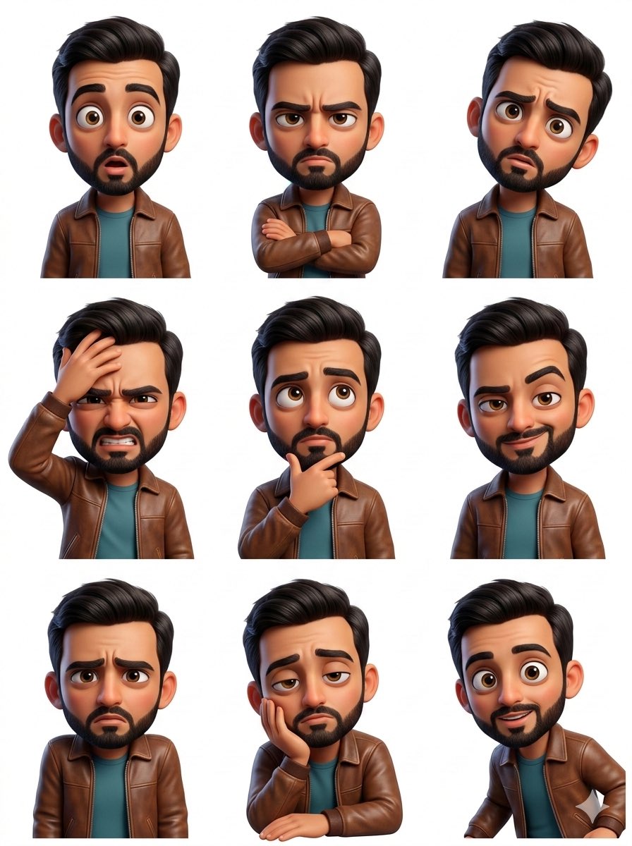 Pixar Sticker Set 3x3 Grid of Emotions