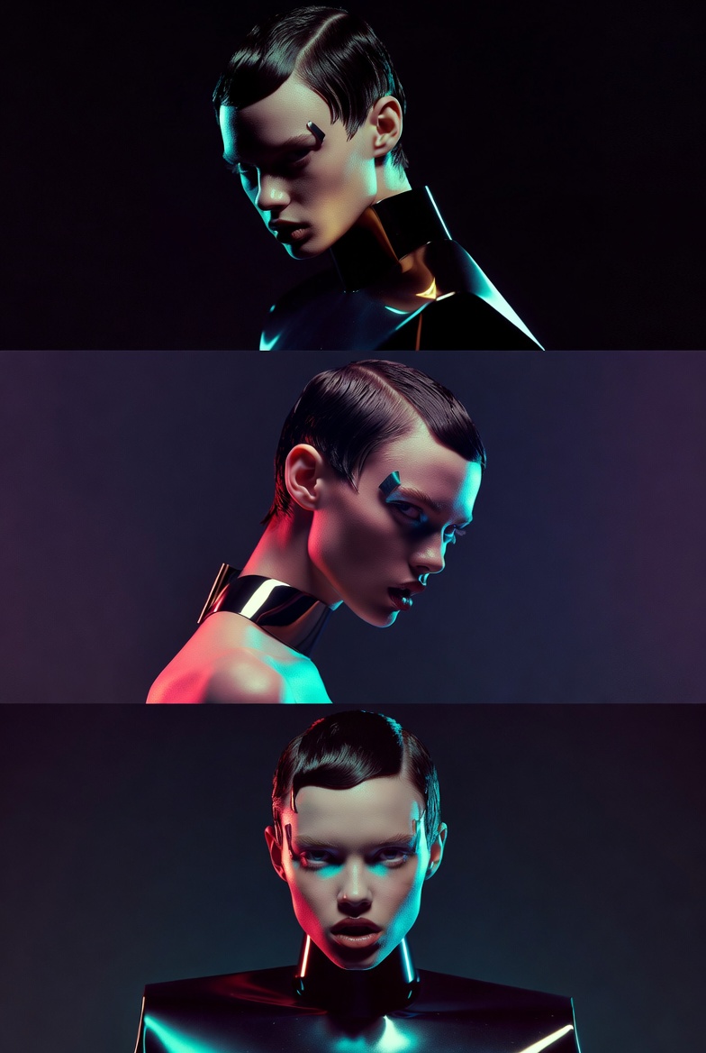 Avant-Garde Fashion Editorial Triptych Prompt