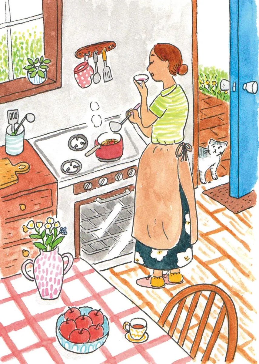猫插画水彩复古温暖