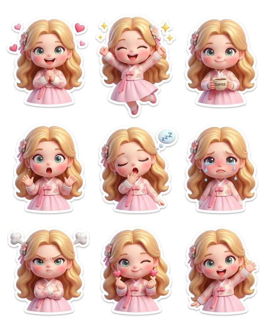 Pixar-Style Chibi Sticker Sheet