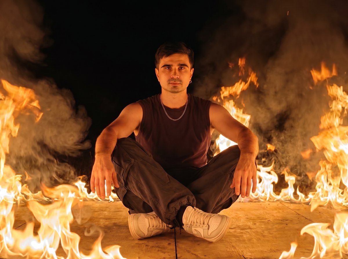 Dramatic Fire Editorial Portrait