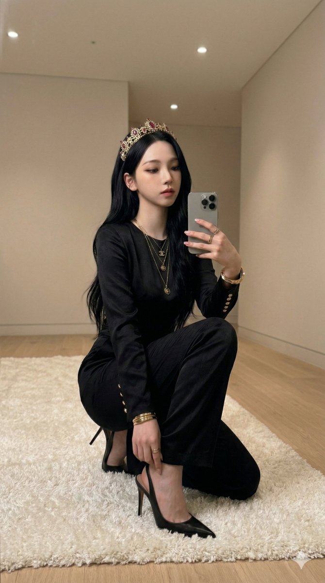aespa Karina Mirror Selfie with Tiara
