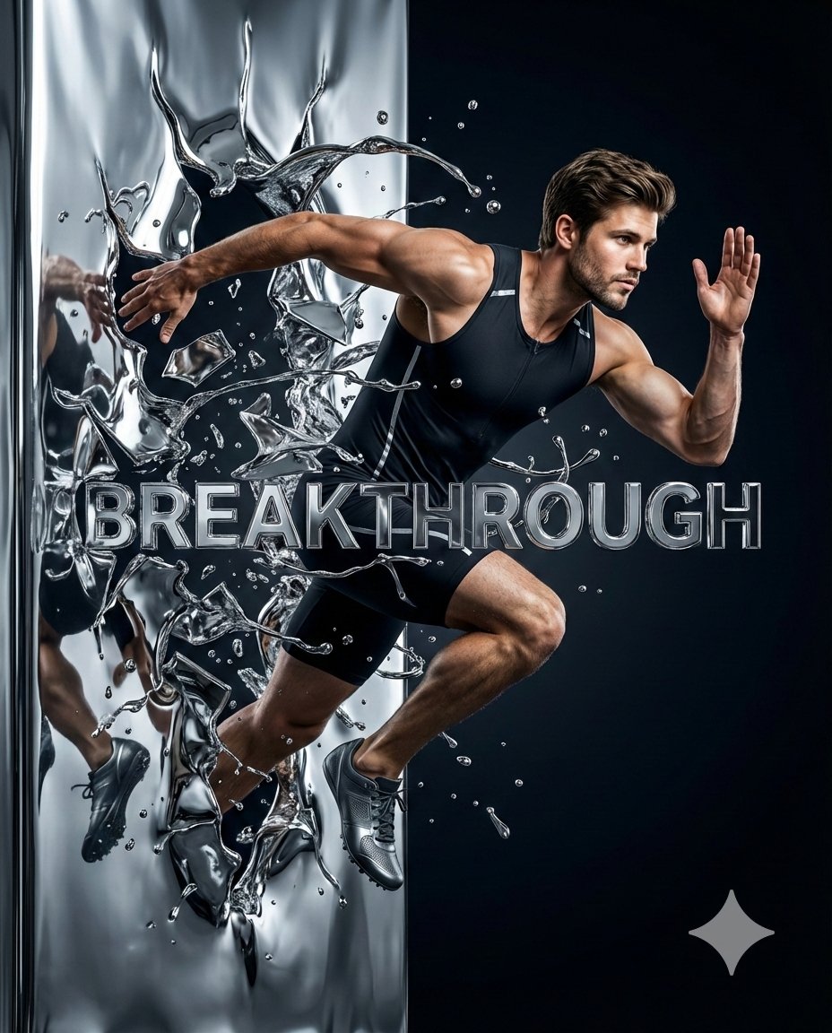 Hyper-Realistic Chrome Wall Breakthrough Prompt