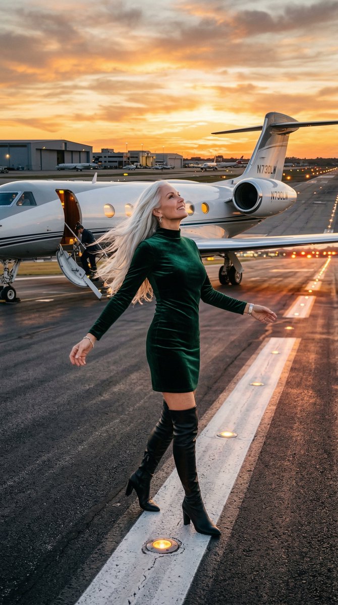 Cinematic Photo of Woman on Airport Runway