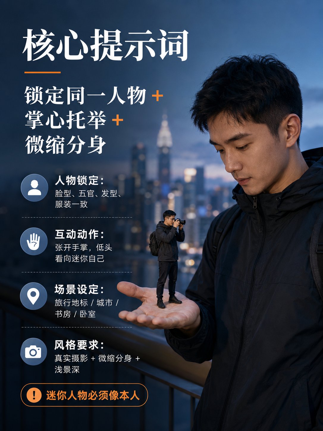 掌心迷你自己主题的电影感人物照片