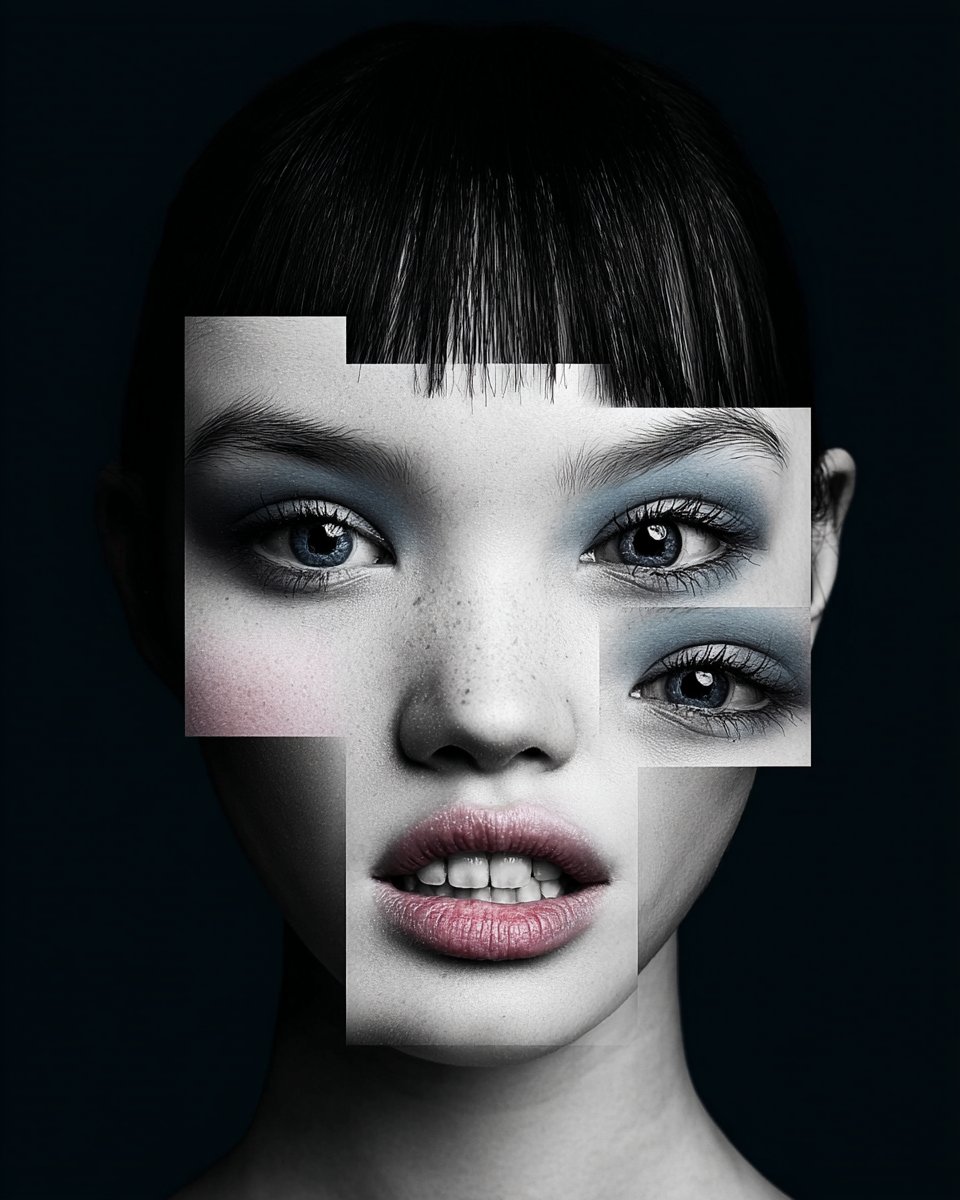 Black and White Fragmented Photo Collage